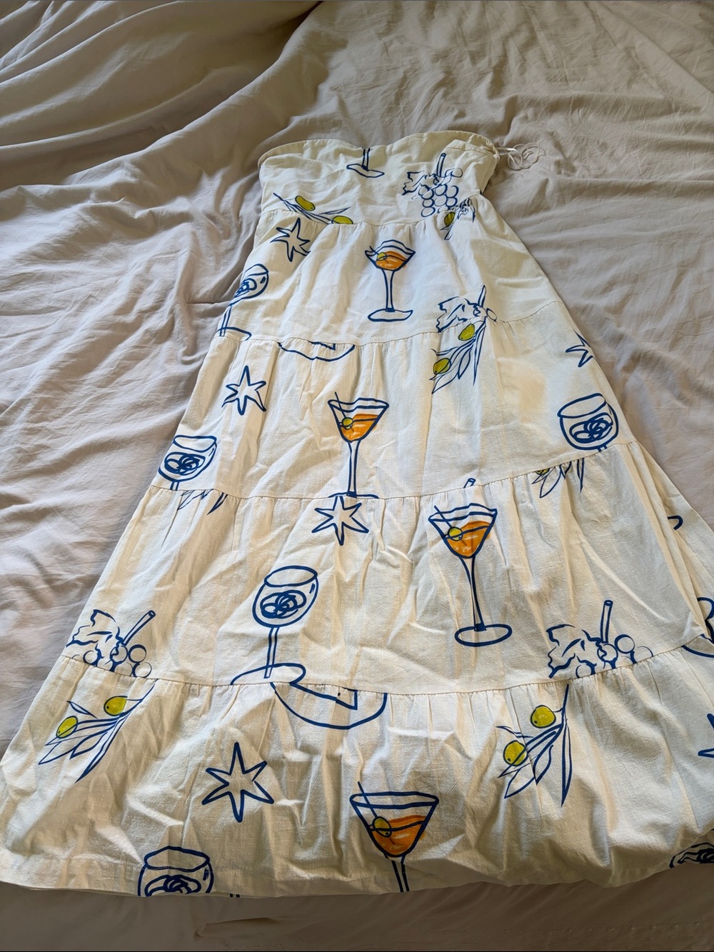 White Strapless Cocktail Print Summer Dress